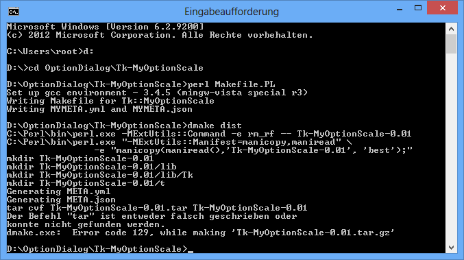 Befehle zur Erstellung einer Perl-Modul-Distribution