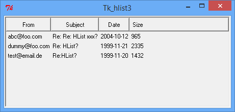 Tk::HList mit Kopfzeilen